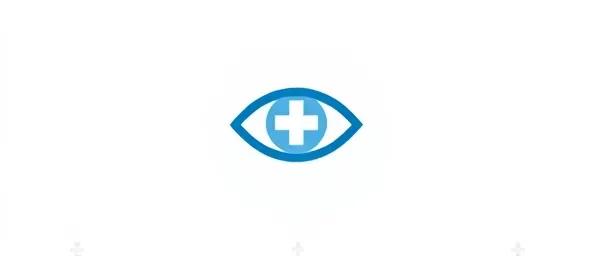 Blue and white icon featuring an eye with a medical cross at its center, symbolizing vision and trust in healthcare partnerships for hospitals and clinics